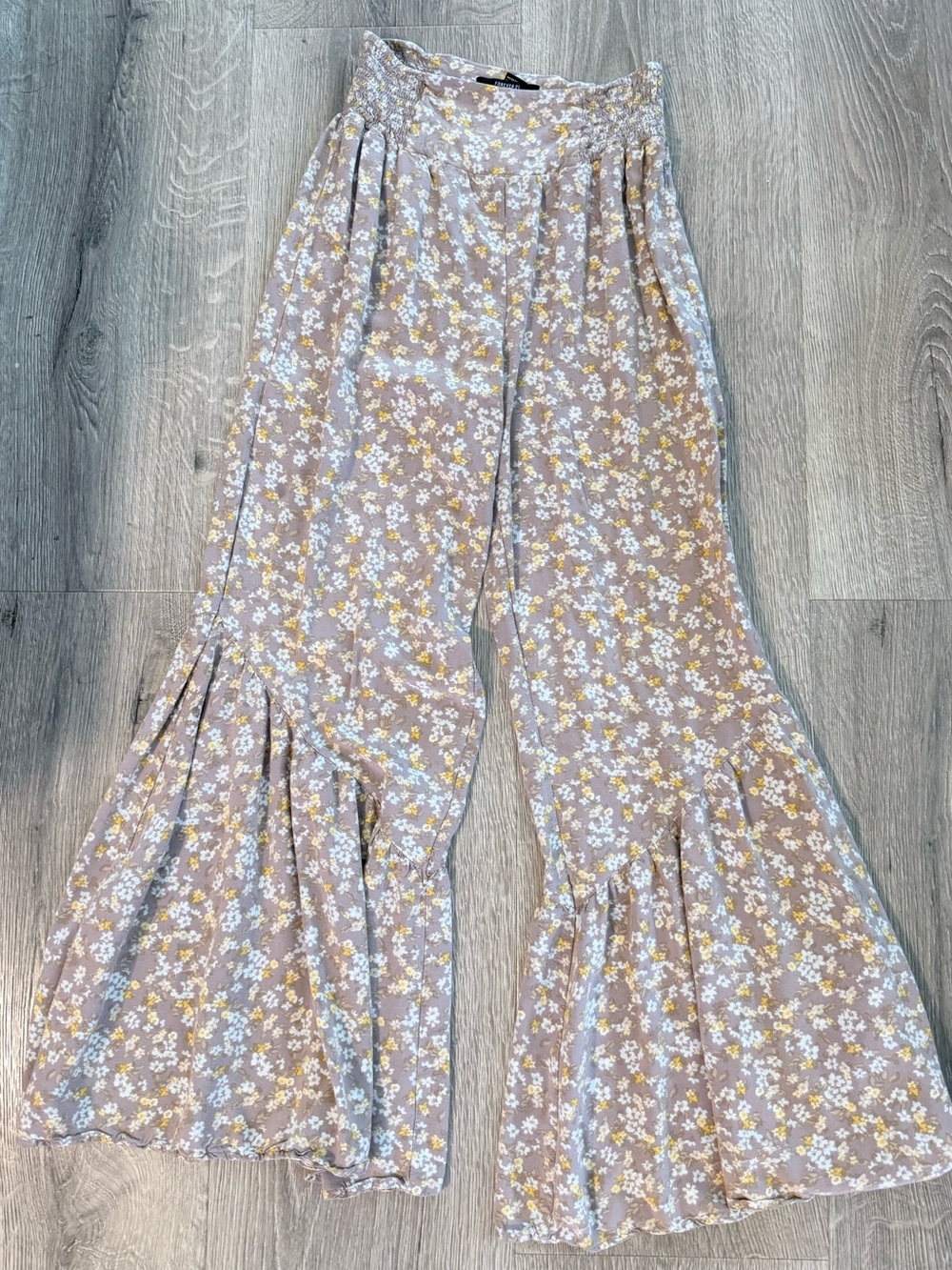 Forever 21 Taupe Floral Wide Leg Jumpsuit Pants